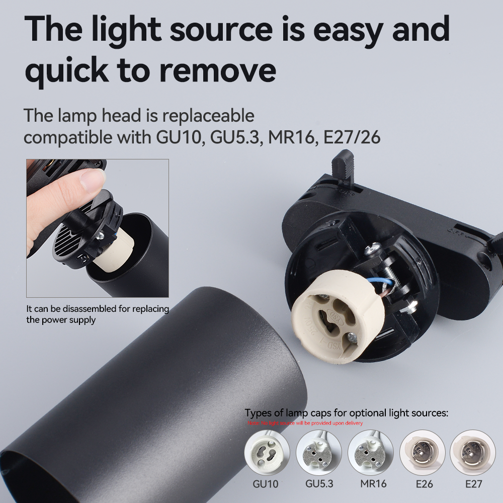 Modern LED 355 Degree Rotation Track Light Compatible With E27 E26 MR16 GU10 Interface For Art Exhibition Clothing Store