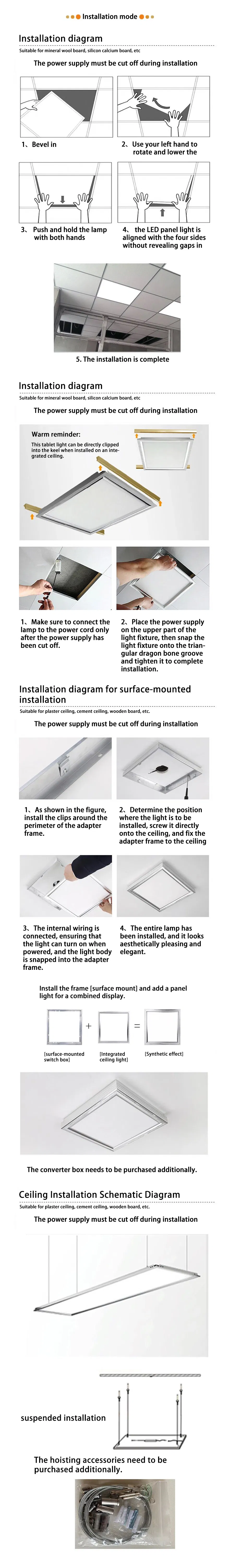 600*1200 2X4 LED Ceiling Panel Light 72W LED Lamp Embedded Large Panel Light