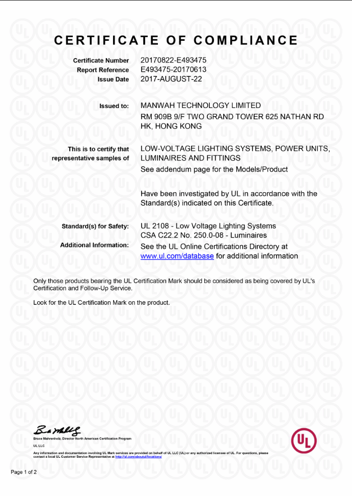 Product Compliance Certificate
