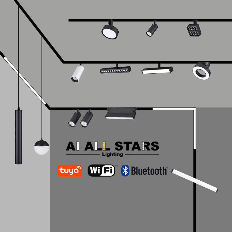 Commercial Magnet Track Lighting System Surface Recessed Rail Linear Lamp Tuya Magnetic Track Lights