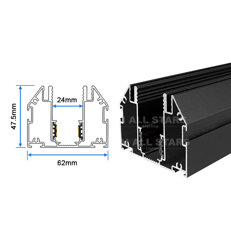 Russia Hot Sell DC48V Track Light New Design Magnetic Track Rail Tension Fabric LED Aluminum Profile for Stretch Ceilings
