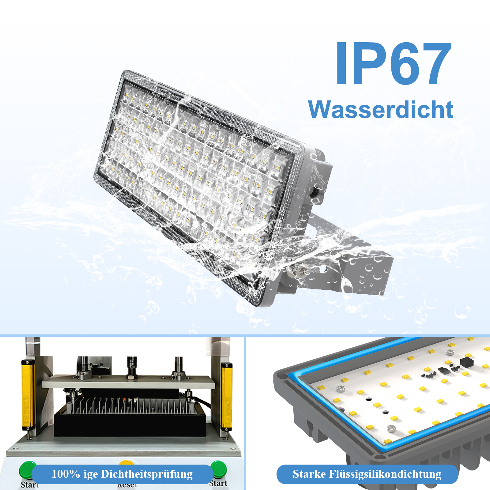 100W LED Flood Light 14000LM 6500K Cool White IP67 Waterproof Outdoor Floodlight 180&deg; Adjustable Bracket for Garden Garage Yard