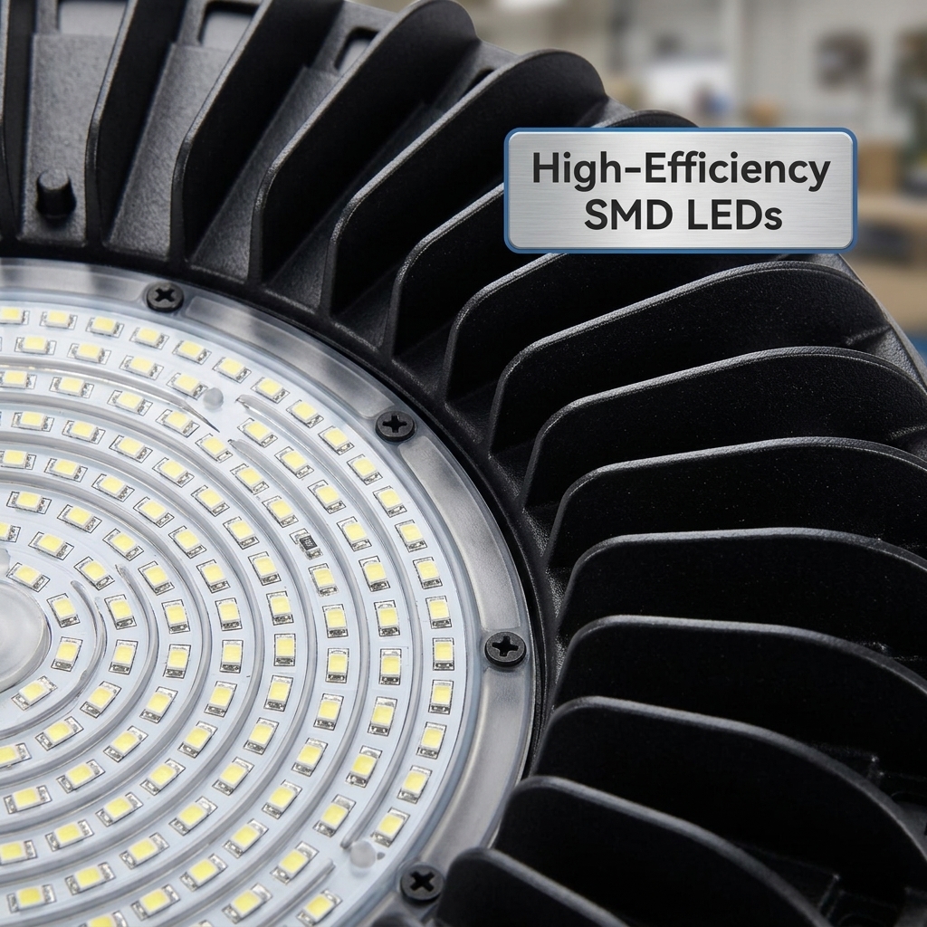 Stock in US EU CA IP65 UL ETL Multiple Power CCT Selection 100W 150W 200W 300W Warehouse UFO Led High Bay Light