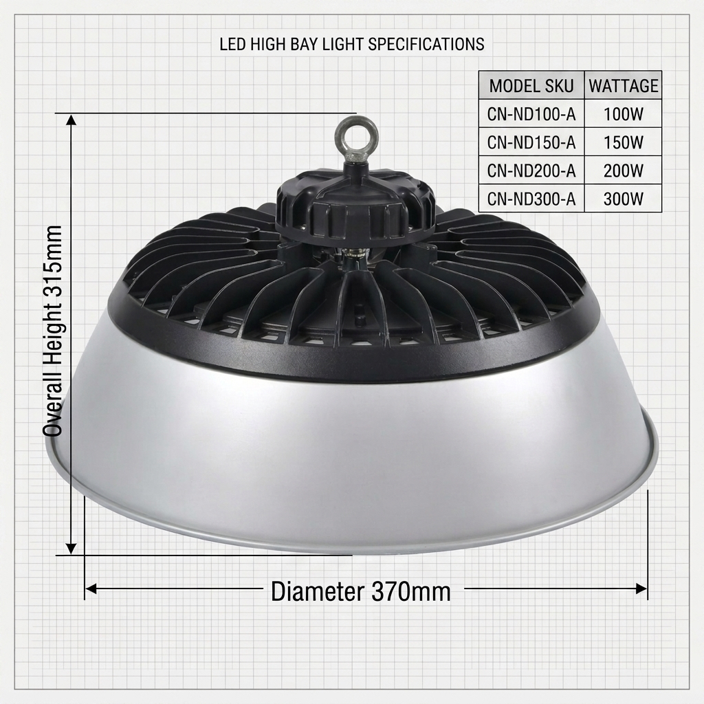 Stock in US EU CA IP65 UL ETL Multiple Power CCT Selection 100W 150W 200W 300W Warehouse UFO Led High Bay Light