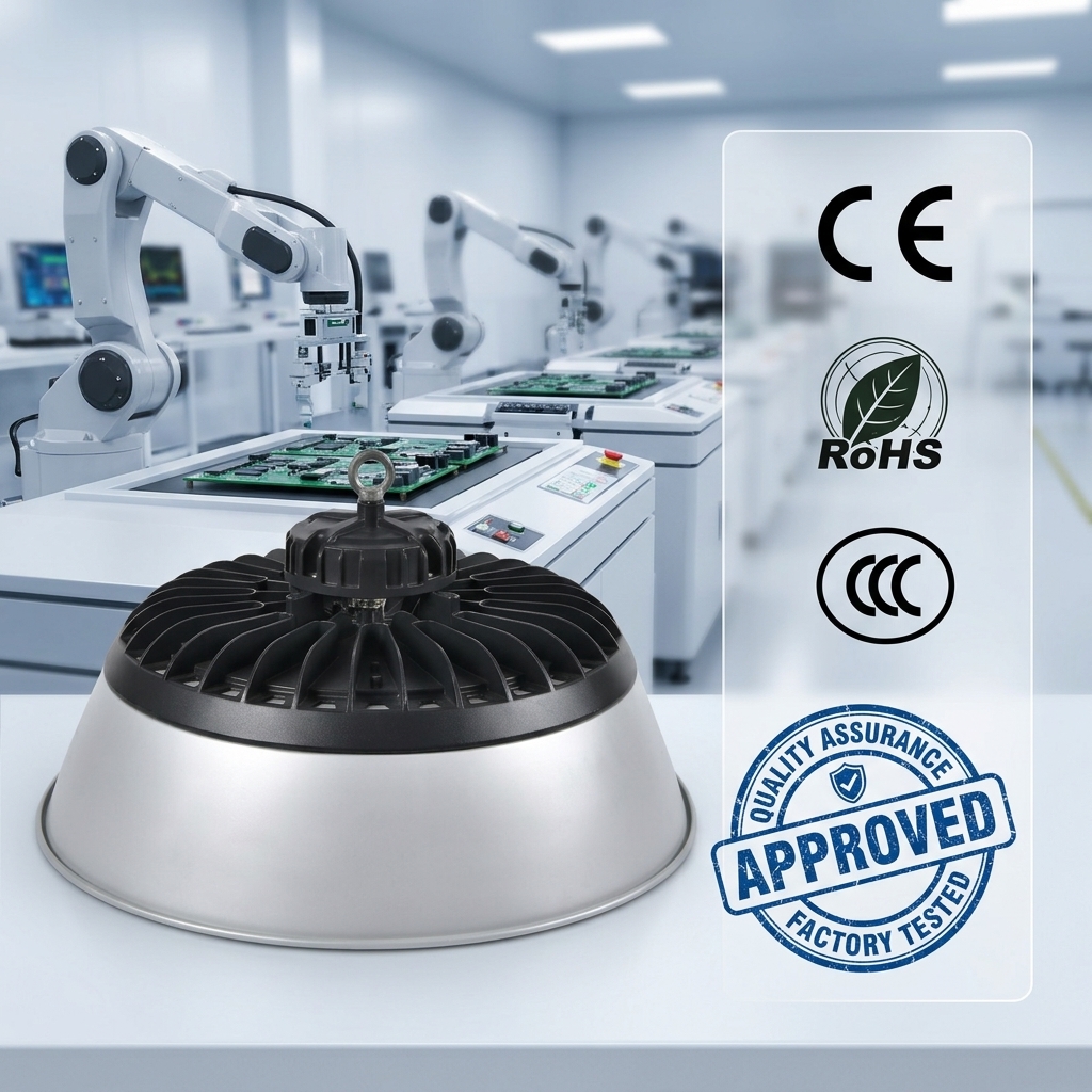 Stock in US EU CA IP65 UL ETL Multiple Power CCT Selection 100W 150W 200W 300W Warehouse UFO Led High Bay Light