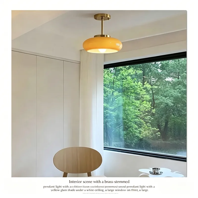 MID-Century Modern Bauhaus Adjustable Opaline Milk Orange Glass Ball Pendant Light for Nordic Home Decor Room Tour D8099