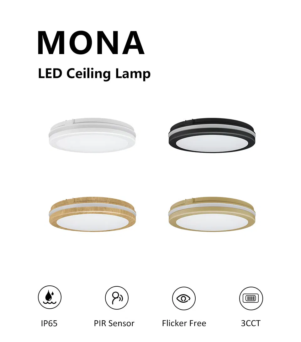 Anti-Yellowing IP65 Bulk-Free Luz LED Ceiling Lights with TUV CE/CB Certificate