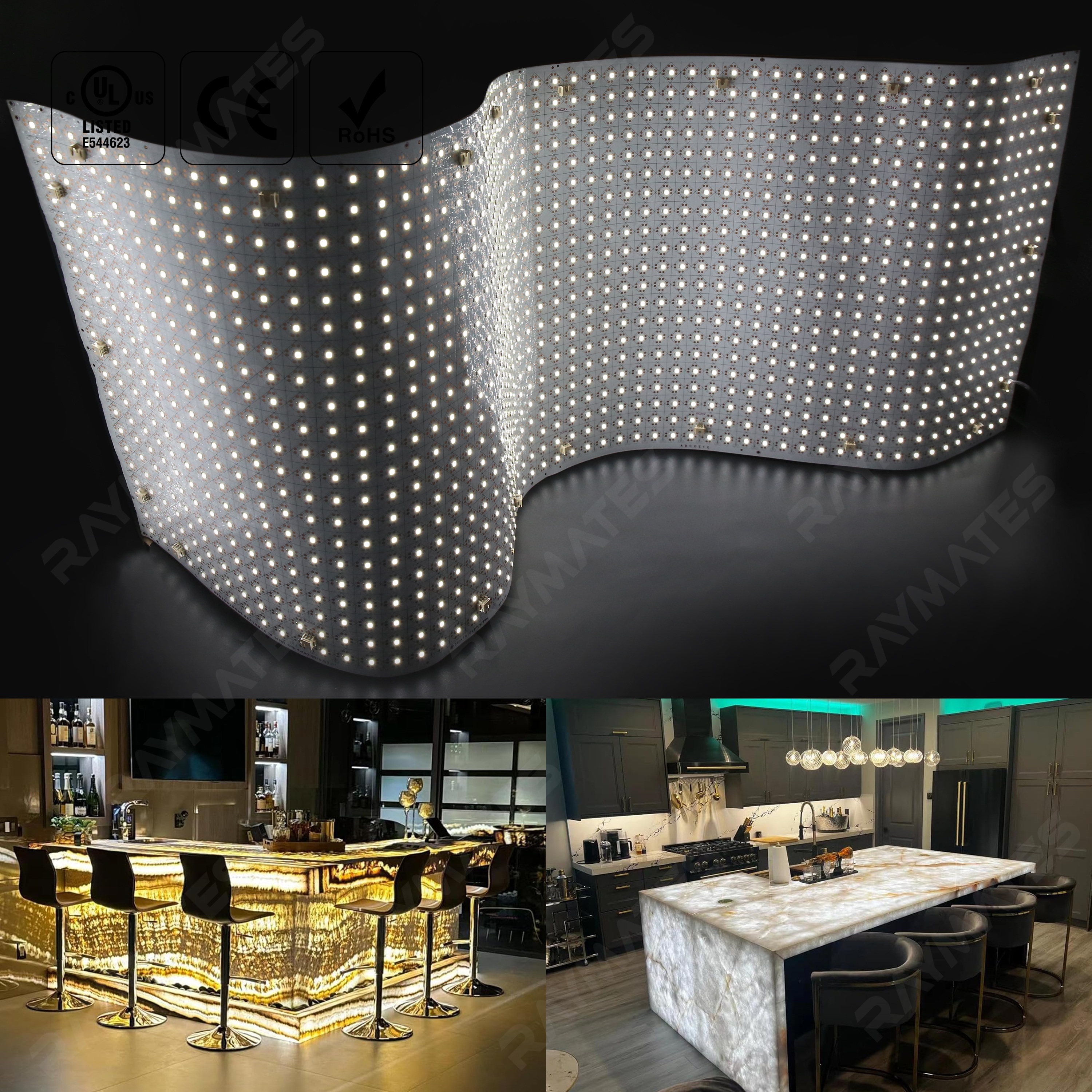 Ultra Long Flexible LED Strip Sheet Light For Backlit Marble Countertop Ultra-Thin Cuttable Design DC24V For Advertising TV