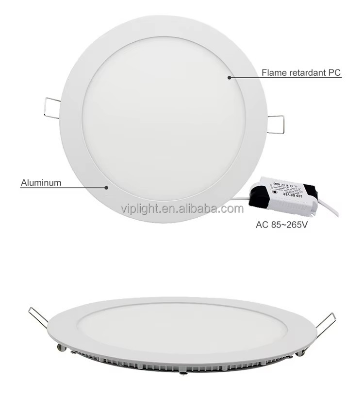 Factory Price Modern IP44 Slim Aluminum 3 6 9 12 15Watts Ultra Slim Recessed Ceiling Panel Light