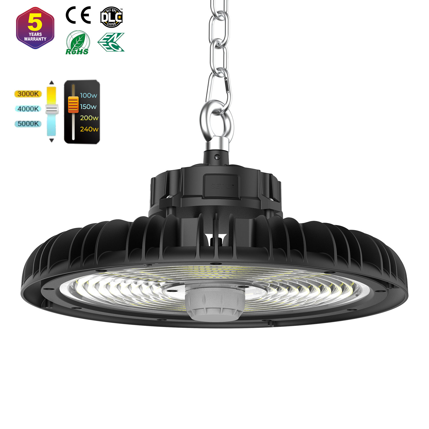 LED High Bay Light 300W 160LM/W Industrial Light 300-240-200W Ajustable UL/CE / CB / ENEC / SAA / RoHS / ErP