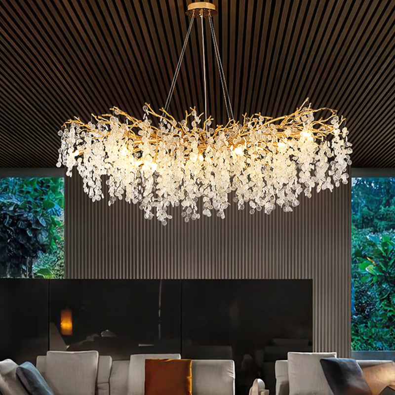 Modern Luxury Glass Crystal Pendant Lamp Gold Branches Living Room Dining Room Hotel Ceiling Custom Decorative Pendant Light (ZY-Z003)