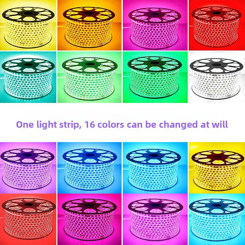 220V Waterproof RGB LED Strip 5050 SMD LED Smart Strip Lights Remote Controlled LED Strip Lights Work with Remote IP65