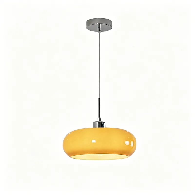 MID-Century Modern Bauhaus Adjustable Opaline Milk Orange Glass Ball Pendant Light for Nordic Home Decor Room Tour D8099