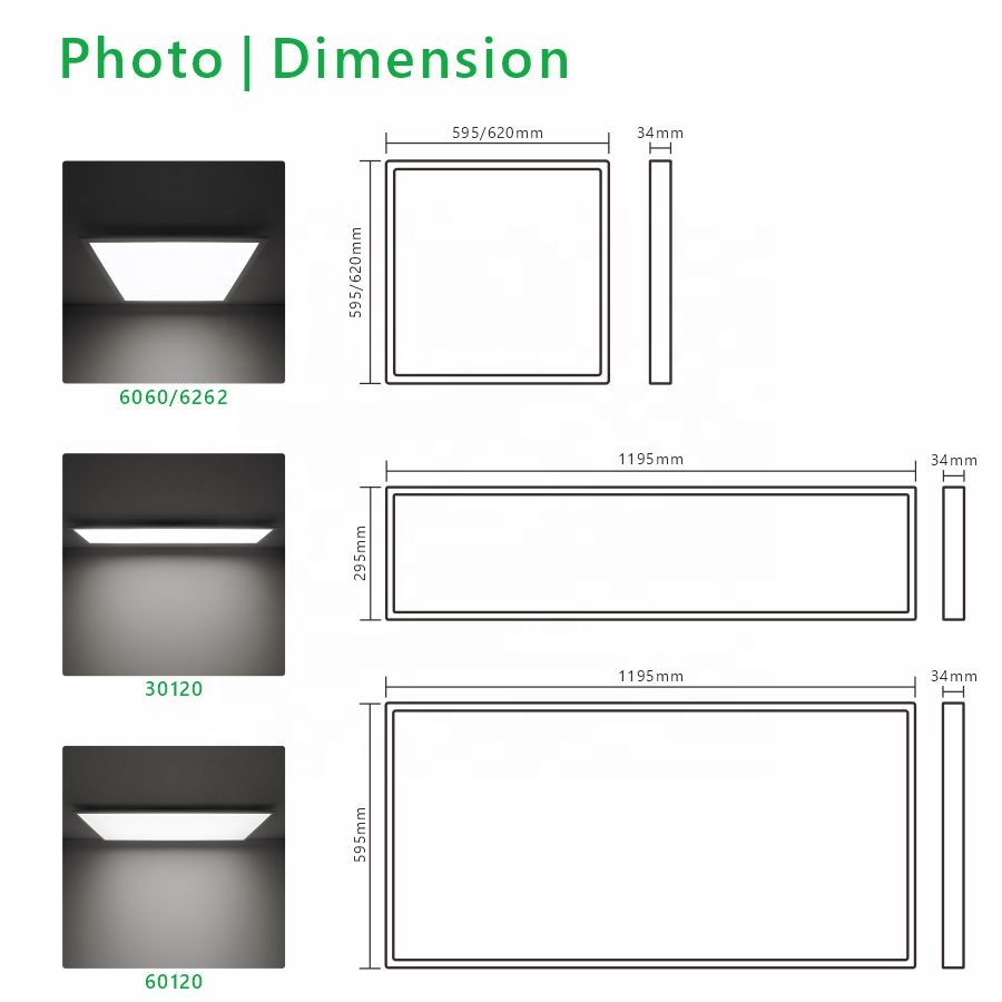 Square 600X600 1200X600 1200X300 Flat Surface Mounted LED Panel Light Backlit LED Panel Light Fixture
