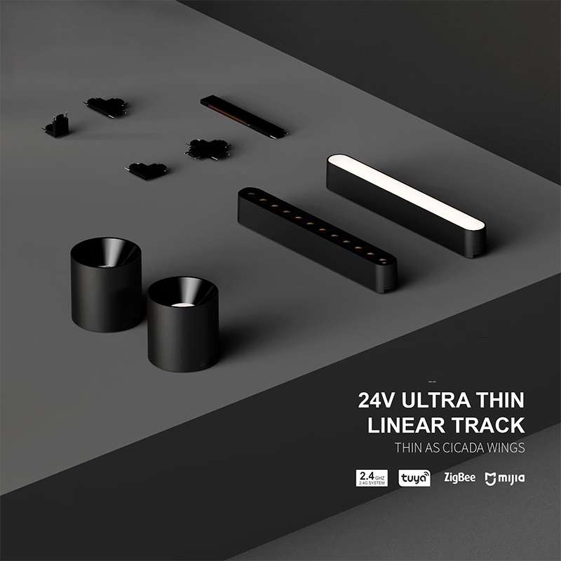 Tuya 2.4G Wifi Dimming 24V 2700-6500K Surface Mounted Linear Track Spotlight Recessed Led Tracklight Magnetic Track Light System