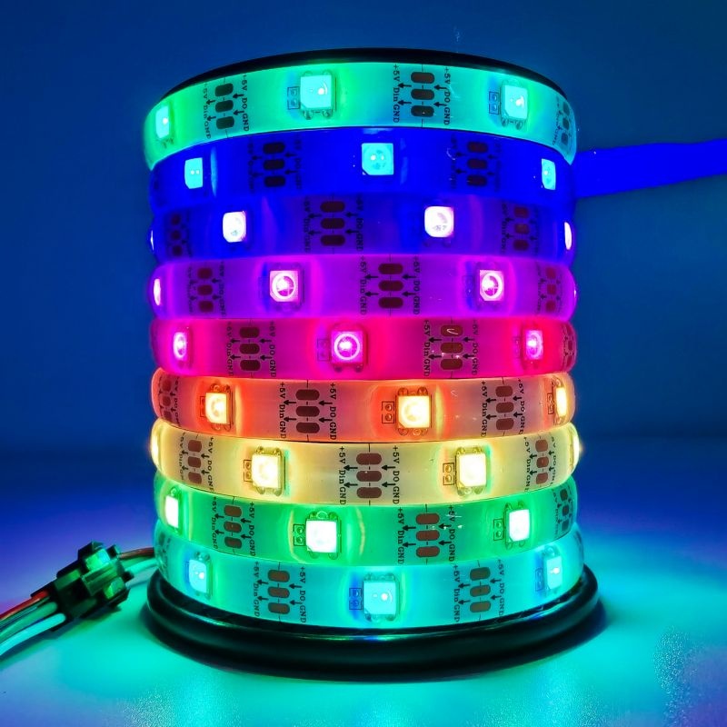 5V 5050 RGB LED Light Strip 30 LEDs Flexible Addressable Smart Strip with App Control PCB Magic Pixel WS2812