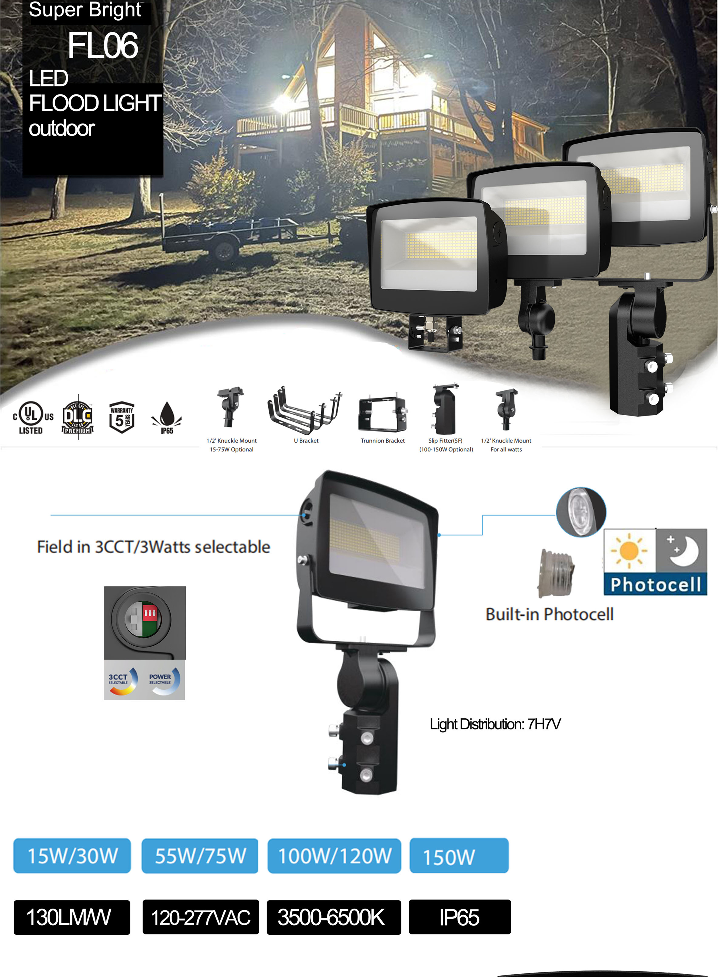 Outdoor Waterproof Led Flood Light Lamp 100w 200w 300w Energy Saving Use for Roadside Garden Courtyard