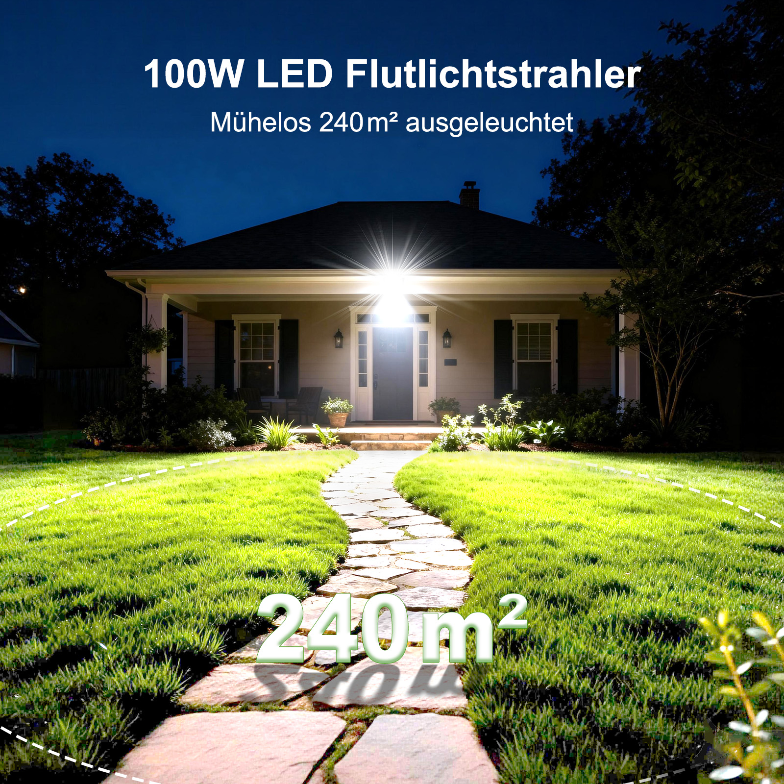100W LED Flood Light 14000LM 6500K Cool White IP67 Waterproof Outdoor Floodlight 180&deg; Adjustable Bracket for Garden Garage Yard