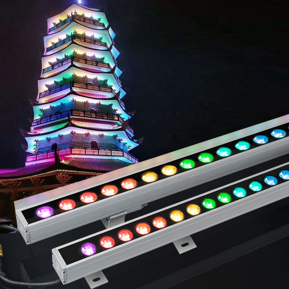 36W IP65 RGB Linear Wall Washer DMX512 Waterproof LED for Architectural Facade Landscape Lighting