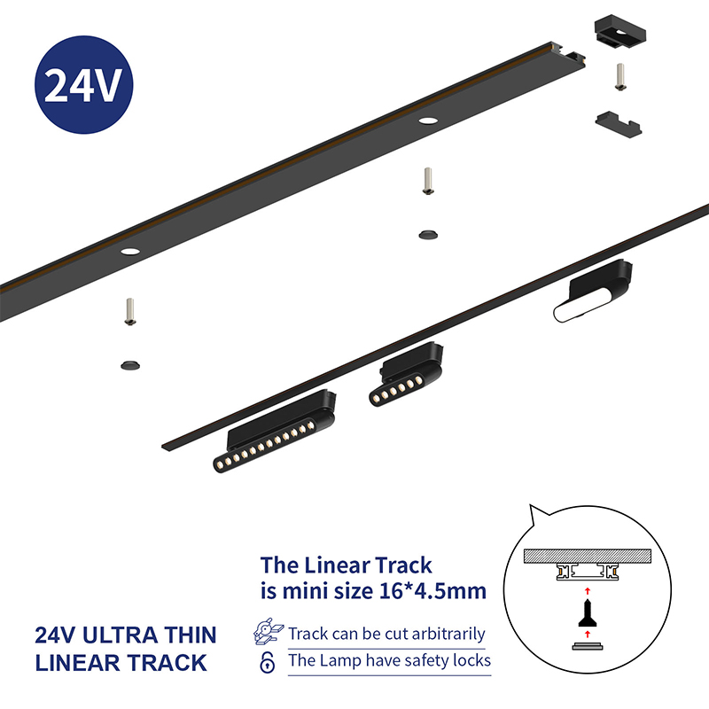 Tuya 2.4G Wifi Dimming 24V 2700-6500K Surface Mounted Linear Track Spotlight Recessed Led Tracklight Magnetic Track Light System