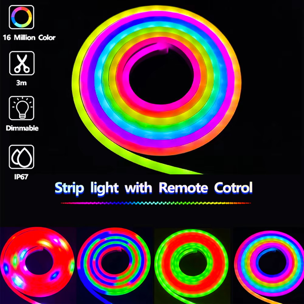 RGB Dream Color Chasing LED Neon Strip Light Smart App WiFi Control 12V/24V Addressable RGBIC PVC Lamp 5m Flex Modern