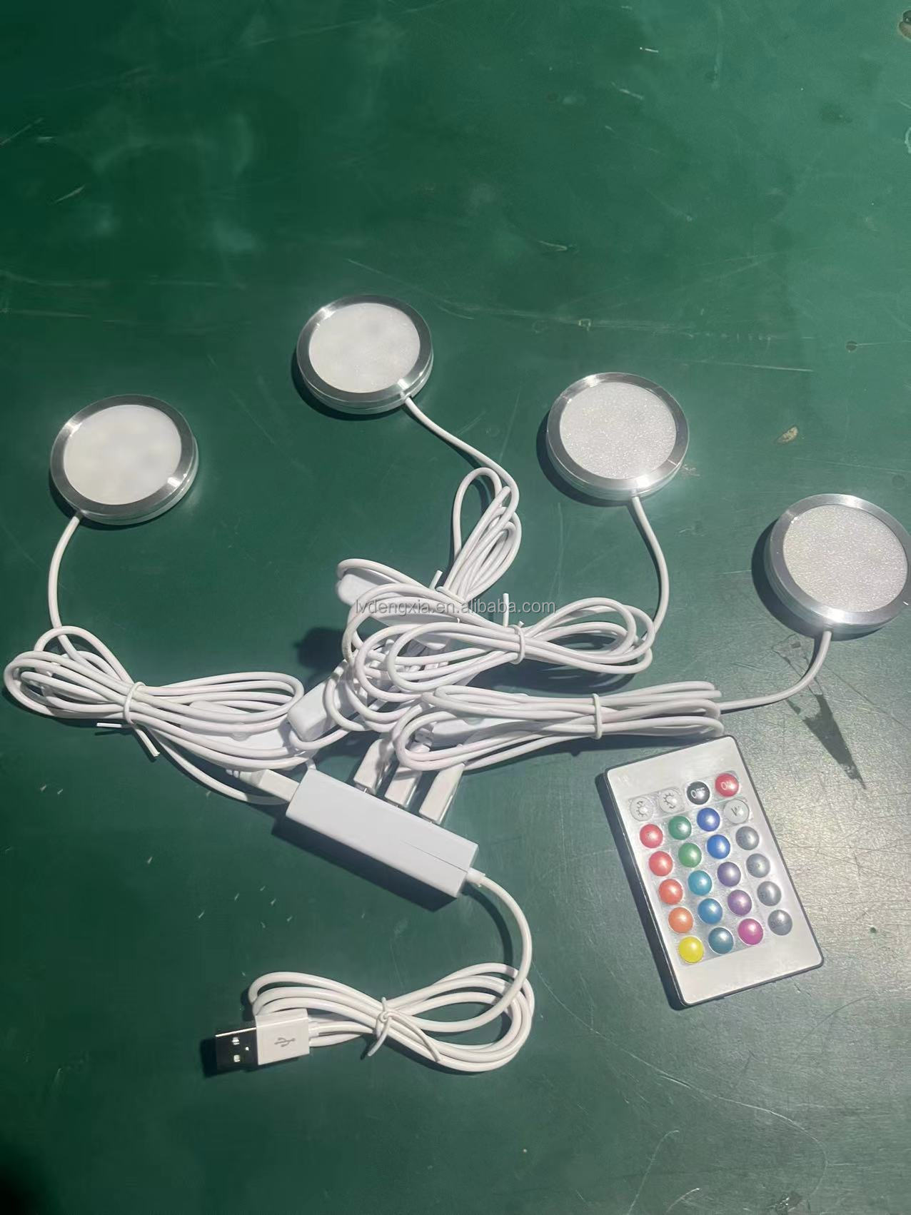 Hotsale RGB LED Cabinet Puck Light USB Plug Remote Control Shelf Counter Lighting Caravan Camper Motorhome Interior Spot Lamp