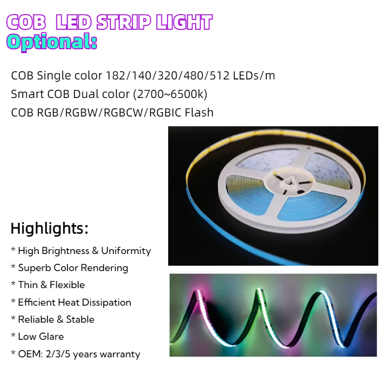 RGBcct Cob Led Strip 320 Set Addressable Running Water Flow,free Cutled Lights, App Control 12V 24V