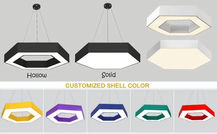 Cool White 6000K Hexagonal LED Pendant Light details