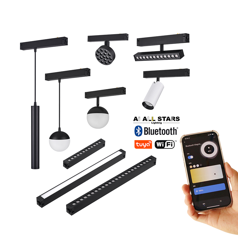 Commercial Magnet Track Lighting System Surface Recessed Rail Linear Lamp Tuya Magnetic Track Lights