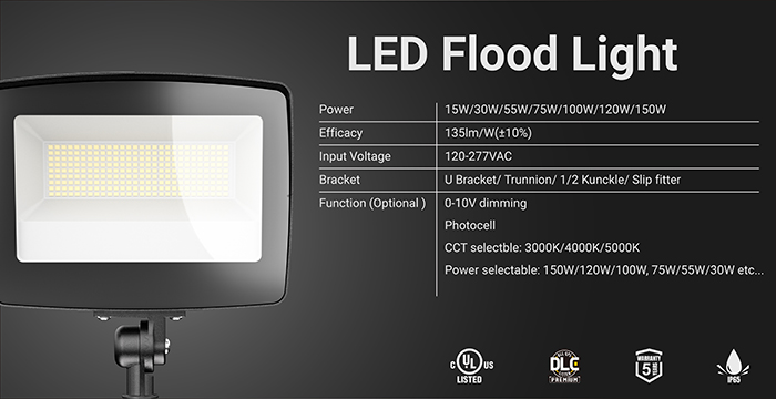 Outdoor Waterproof Led Flood Light Lamp 100w 200w 300w Energy Saving Use for Roadside Garden Courtyard