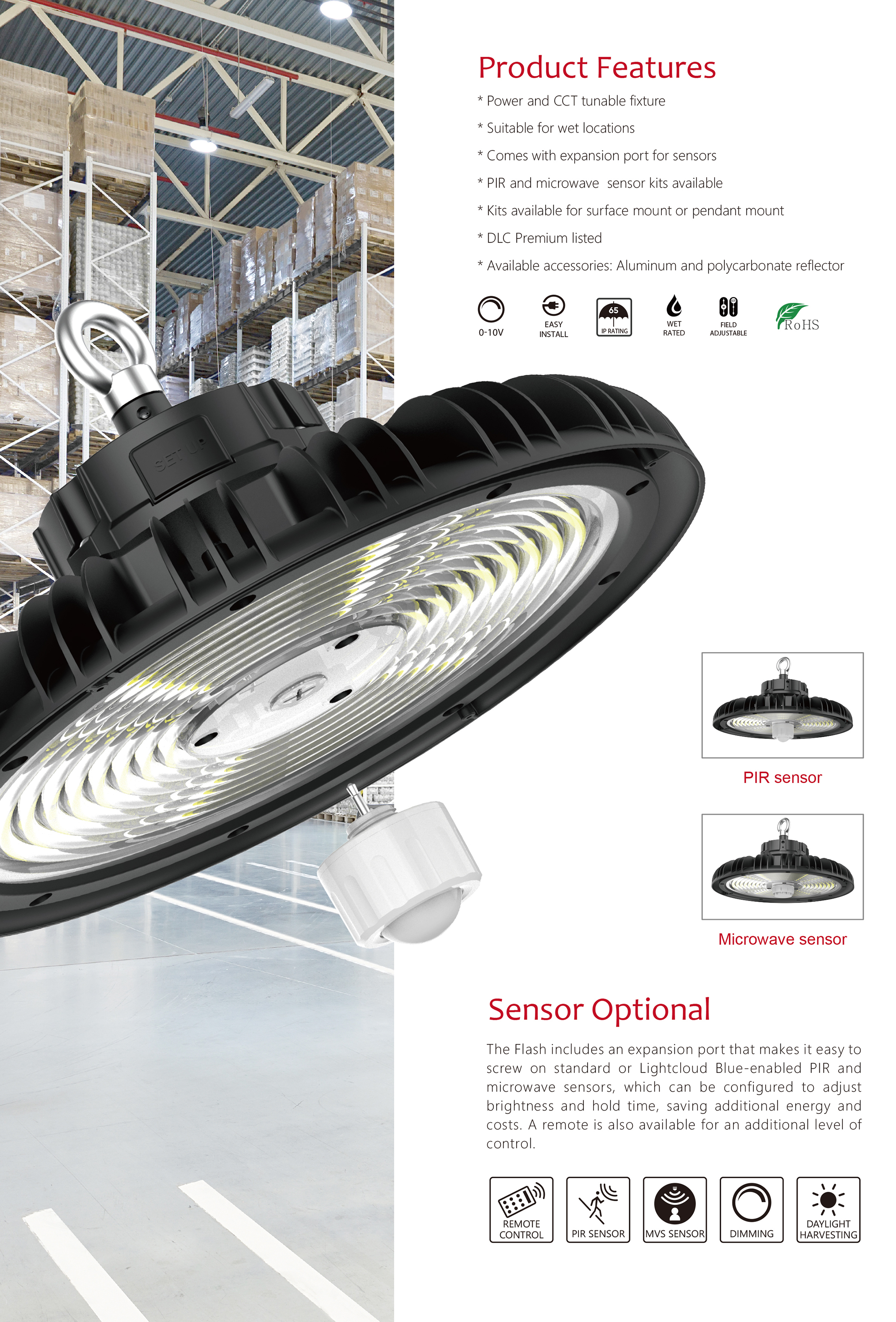 LED High Bay Light 300W 160LM/W Industrial Light 300-240-200W Ajustable UL/CE / CB / ENEC / SAA / RoHS / ErP