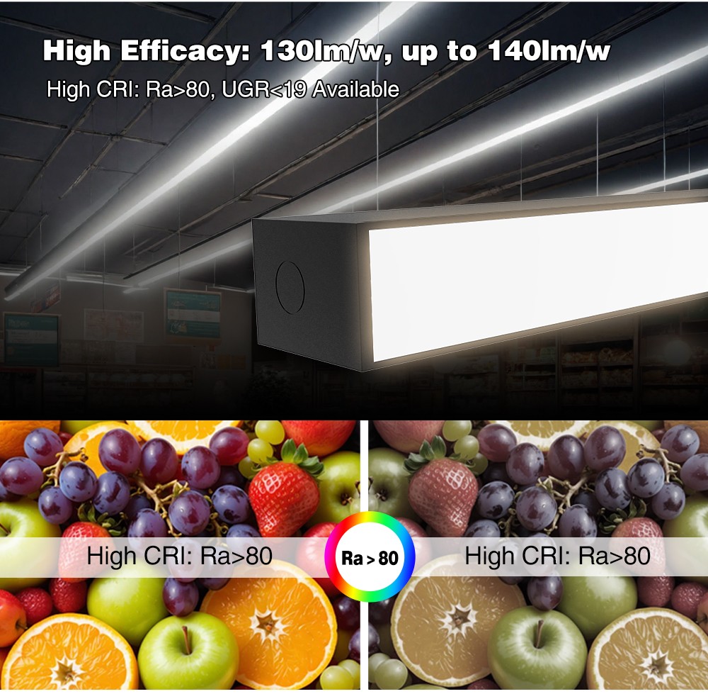 New Arrival LED Architectural Linear Light Seamless Connection 140lm/W Wattage CCT Adjustable Led Suspended Linear Light