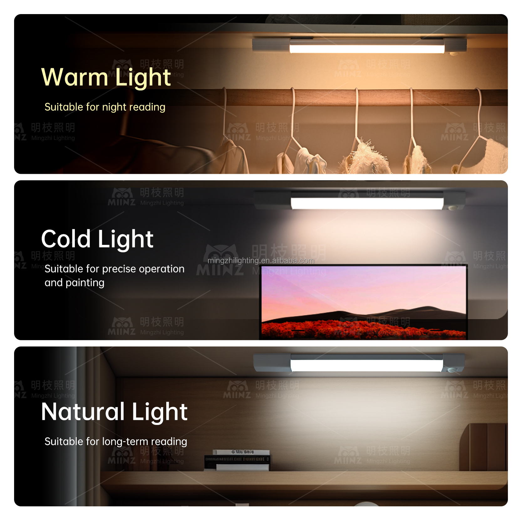 Motion Sensor Cabinet Light Rechargeable Ultra Thin LED Wireless Magnetic Strip
