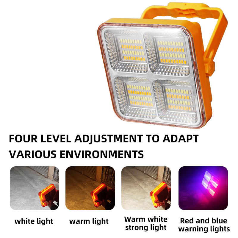 High Quality Waterproof Orange Emergency Rechargeable Portable Solar Flood Light for Outdoor Activities