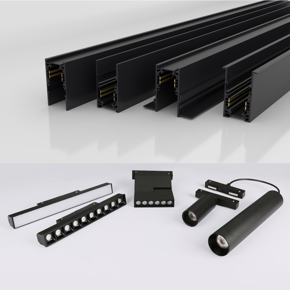 Magnet Track Magnetic Light System Linear Rail Trimless 48V Volts Surface Rails Round DALI LED Magnetic Track Light