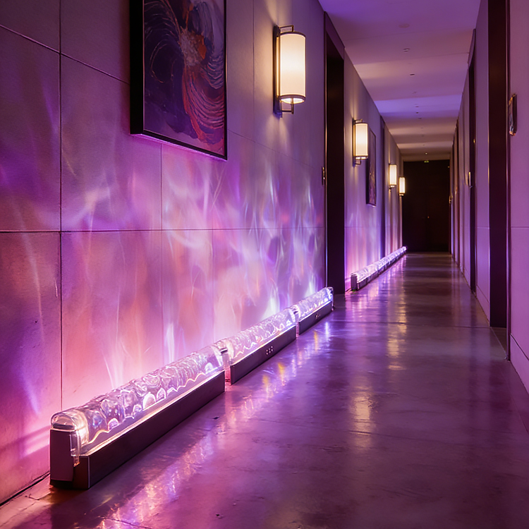 Smart 3D LED Wall Washer Light DMX RGBW Control Water Ripple Flame Projection Lamp Bar for Living Room Background Decor Lighting