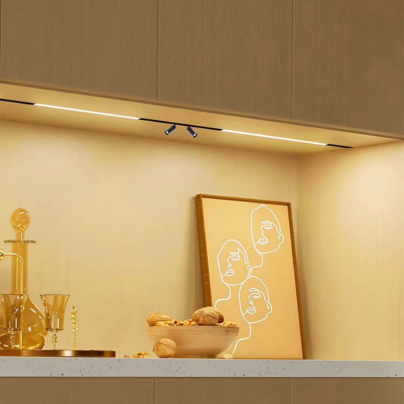 High Power 5W Modern Aluminum Magnetic Track Lighting Black DC12V LED Mini Track Spotlight for Jewelry Watch Cabinet