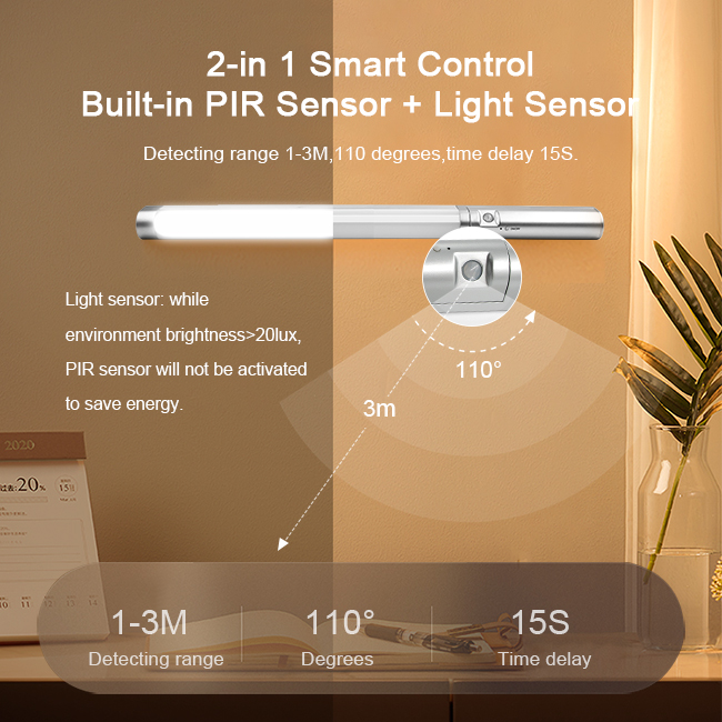 LED Under Cabinet Closet Light with Hand Sweep Stepless Dimming Pressure Switch Touch Induction Automatic Motion Sensor Detector