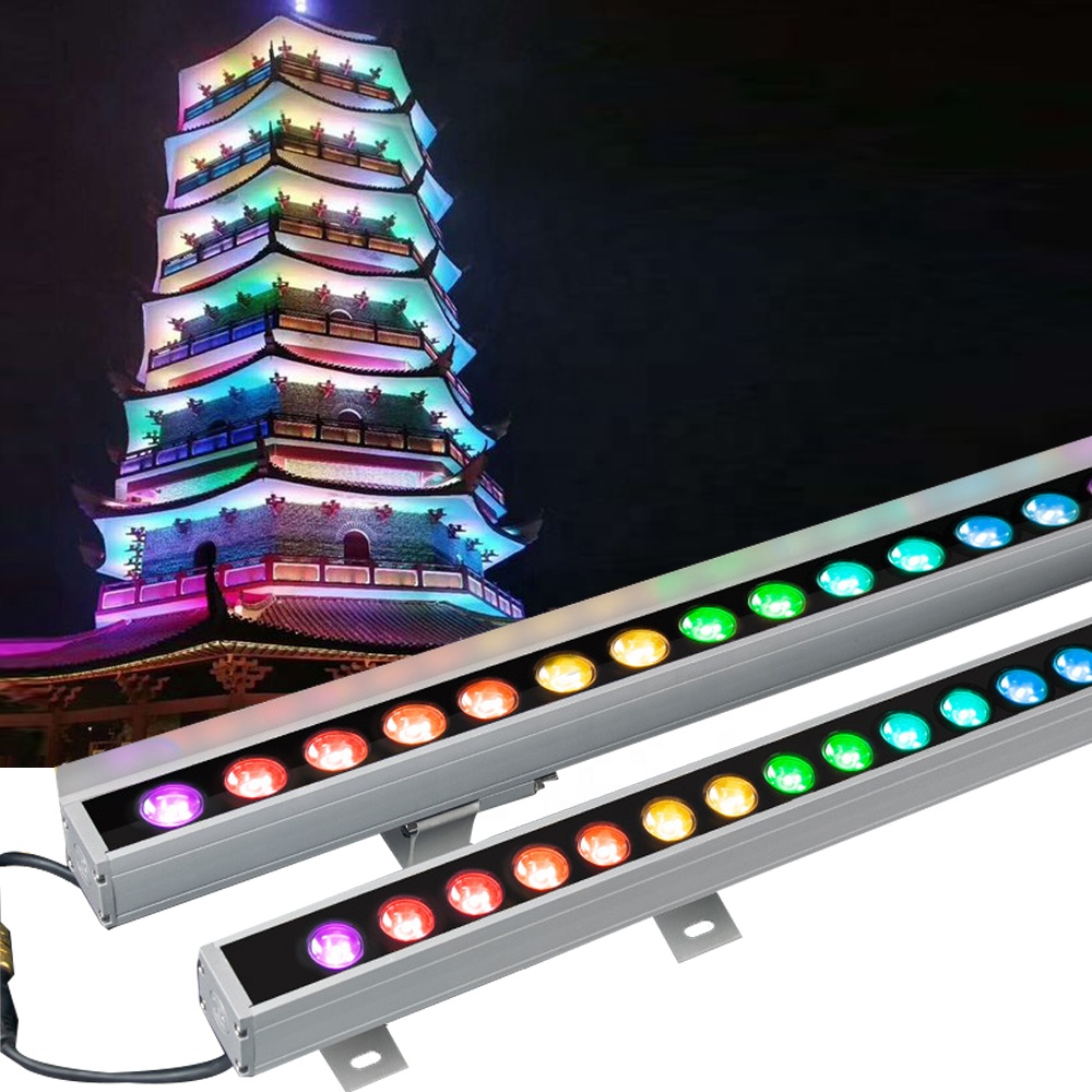 36W IP65 RGB Linear Wall Washer DMX512 Waterproof LED for Architectural Facade Landscape Lighting