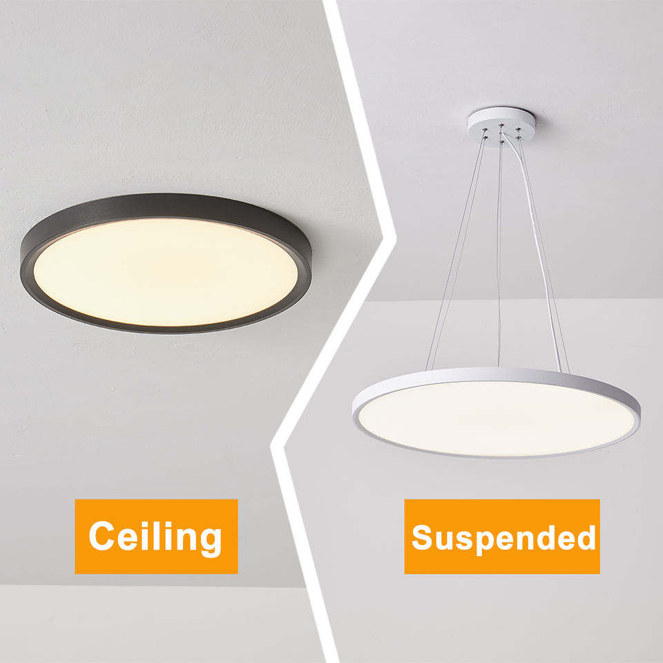 Warm/Cool 2700K/4000K/6500K ABS CE/ERP/RoHS/CB Surface/Hoisting Wholesale Panel Round White Hanging Lamp Modern LED Ceiling Light