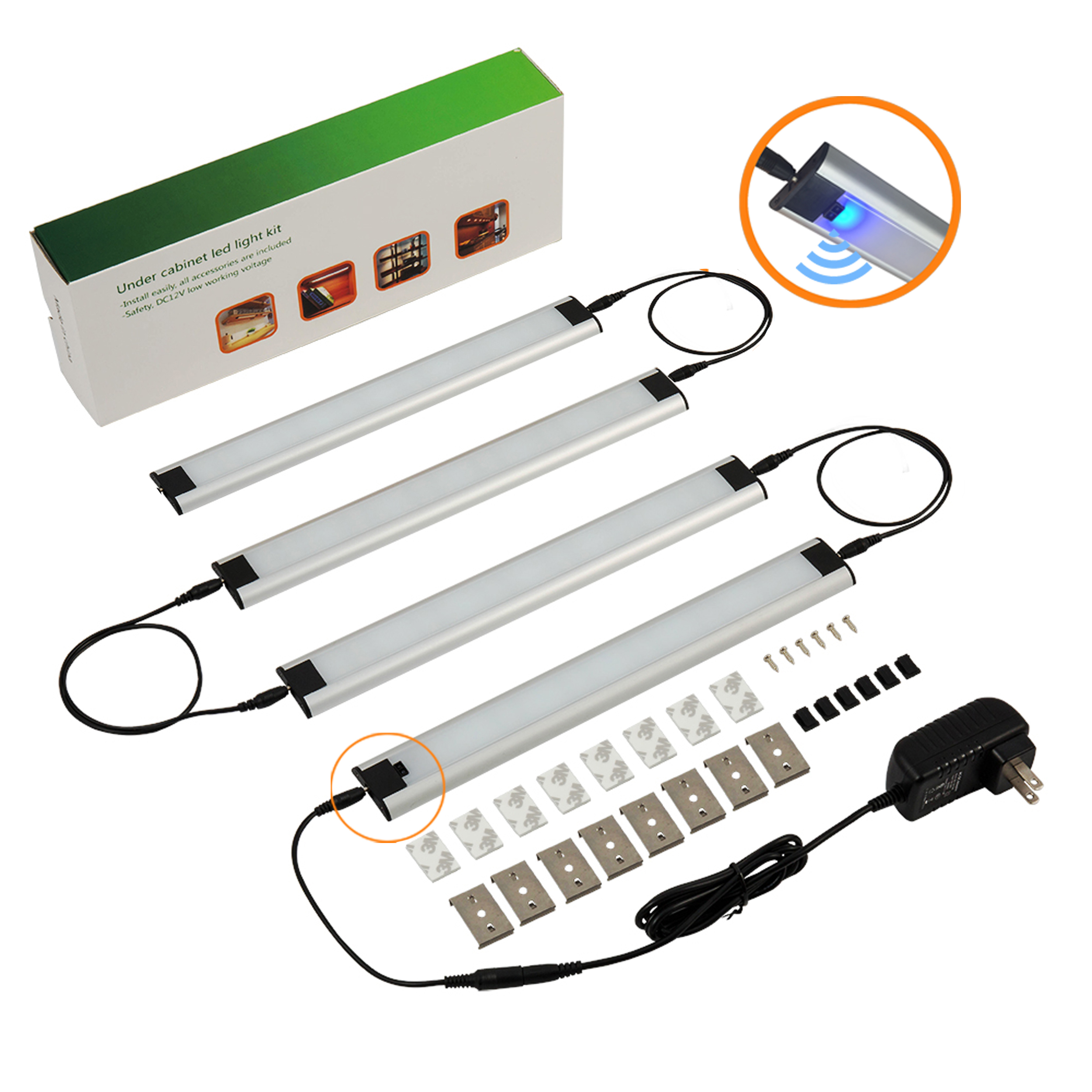 Led Cabinet Light with IR Sensor Switch Hand-Wave-Activated for Kitchen Under Cabinet Lighting
