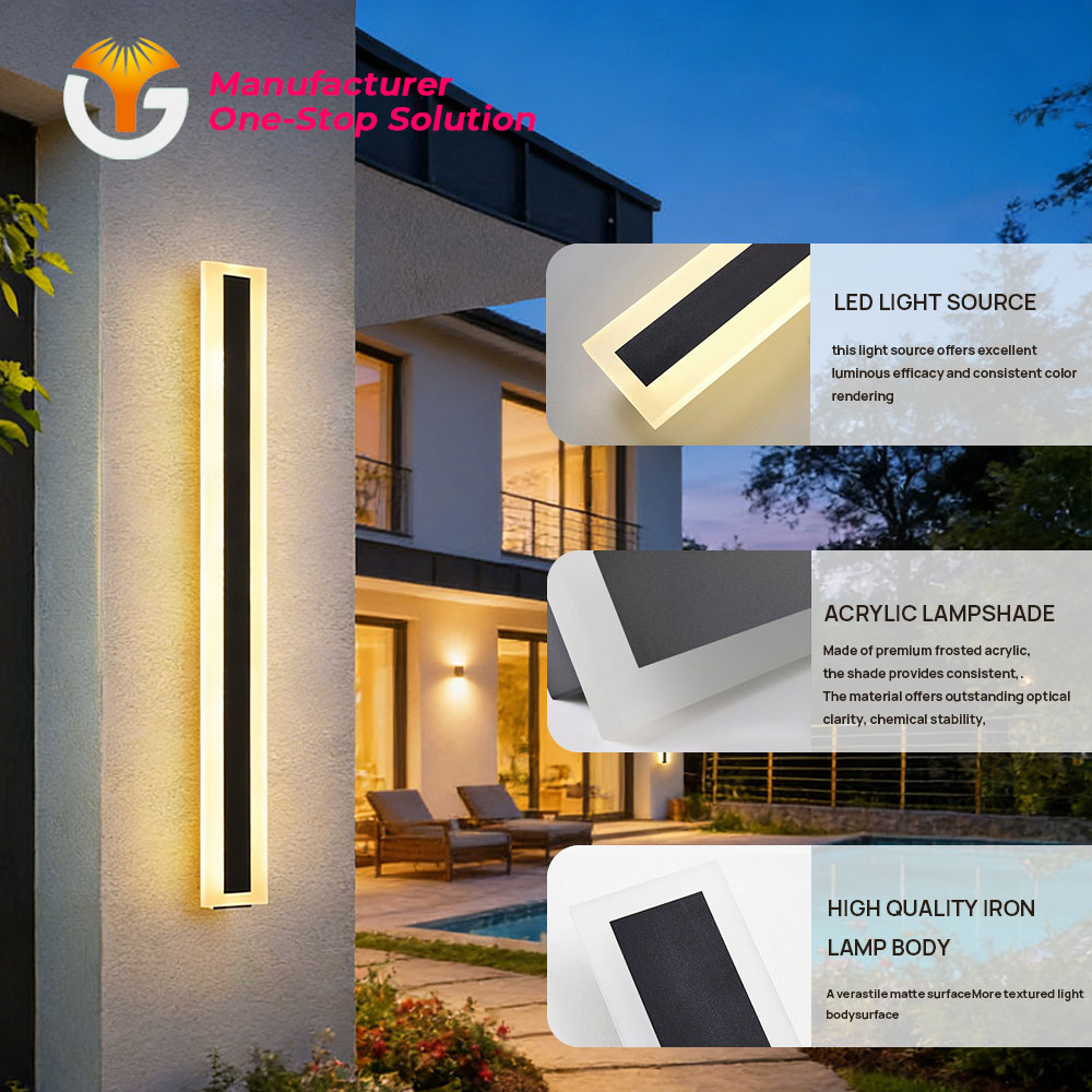 Modern Long Strip LED 0utdoor Wall Lamp IP65 Waterproof 3000K Exterior Linear Garden Sconce Wall Light for Yard Villa Decoration