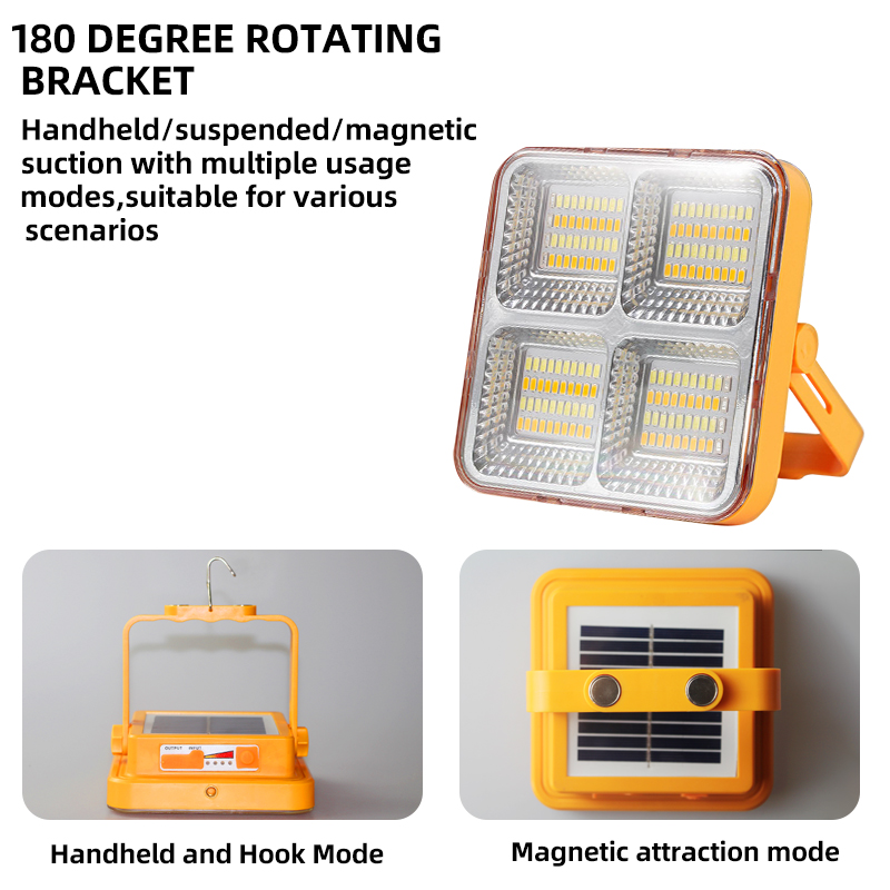 High Quality Waterproof Orange Emergency Rechargeable Portable Solar Flood Light for Outdoor Activities
