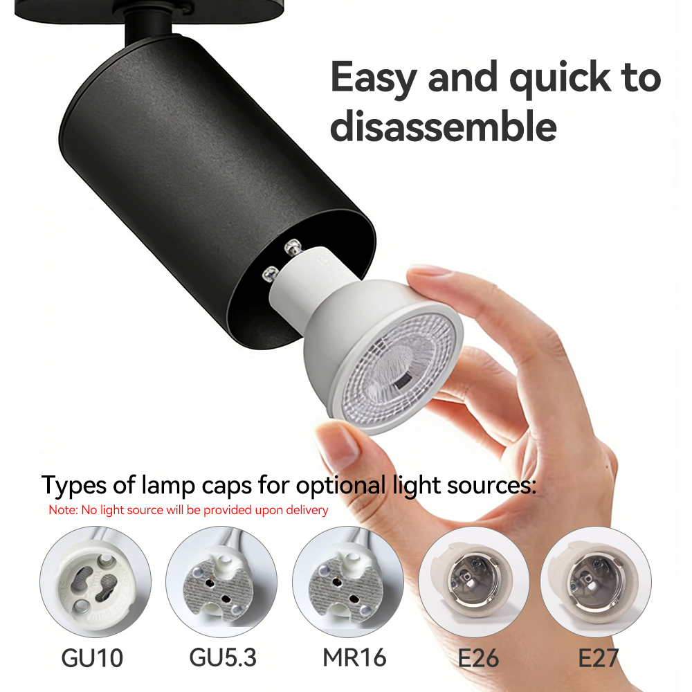 Modern LED 355 Degree Rotation Track Light Compatible With E27 E26 MR16 GU10 Interface For Art Exhibition Clothing Store