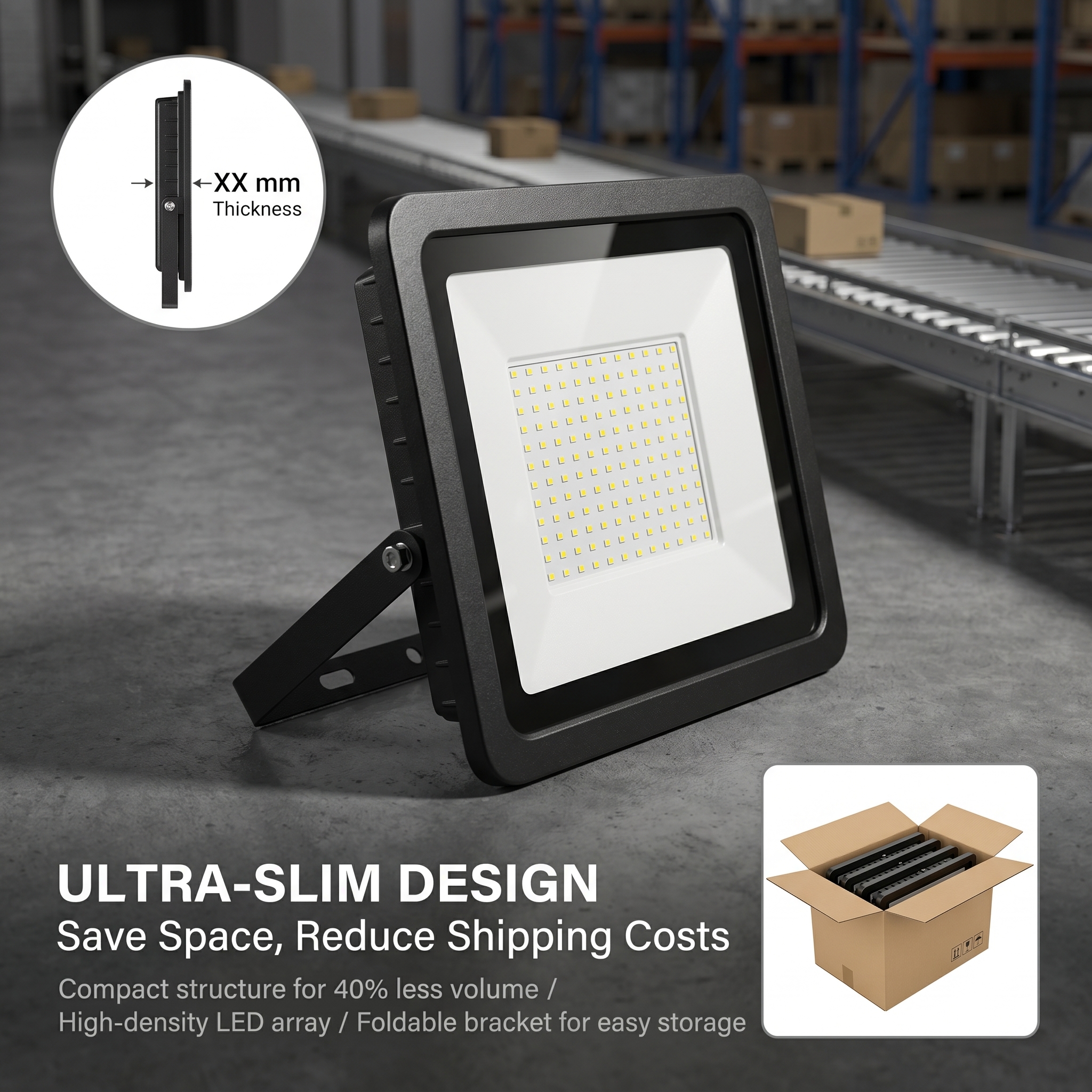 Stock Corrosion Resistant Heavy Duty 150W Industrial Flood Light IP65 Rated RoHS Certified High CRI 90 for Stadiums Warehouse