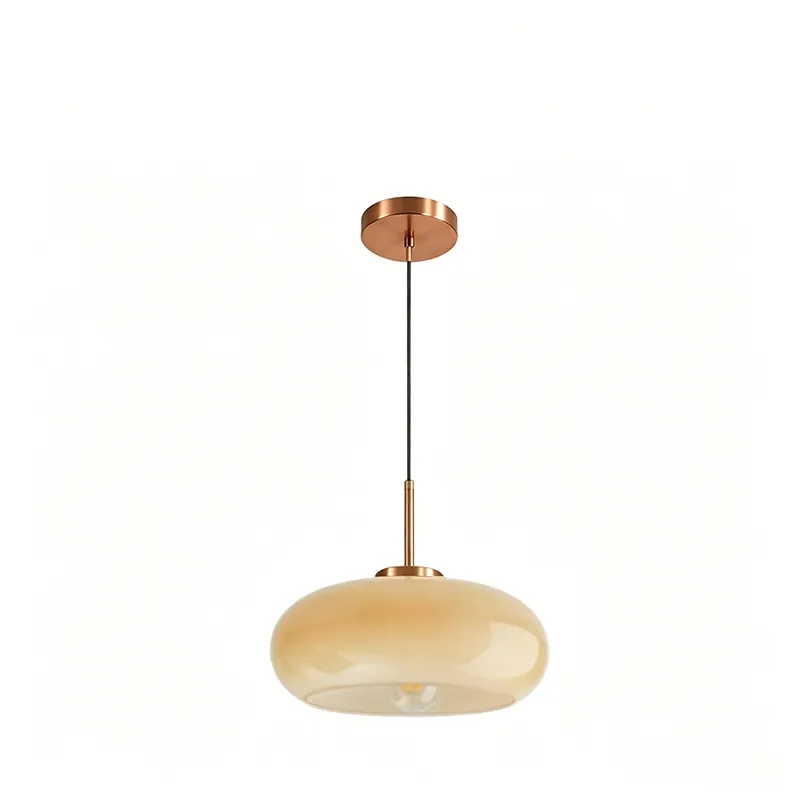 MID-Century Modern Bauhaus Adjustable Opaline Milk Orange Glass Ball Pendant Light for Nordic Home Decor Room Tour D8099