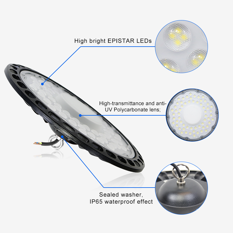 Industrial High Bay Lighting OEM&amp;ODM IP44 100w 150w 200w Aluminum Light Pendant UFO for Lights Warehouse Fixture 2-Year Warranty