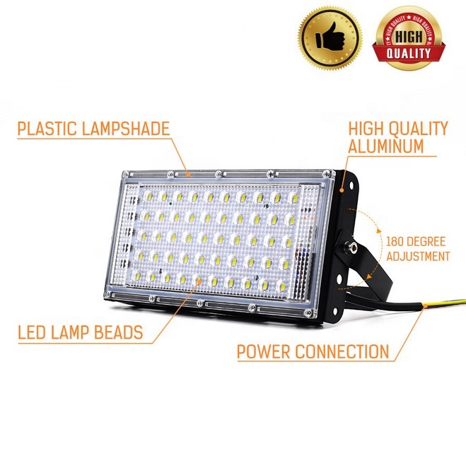 New Waterproof IP65 Outdoor Green Blue Red Led Flood Lights 50w Floodlight