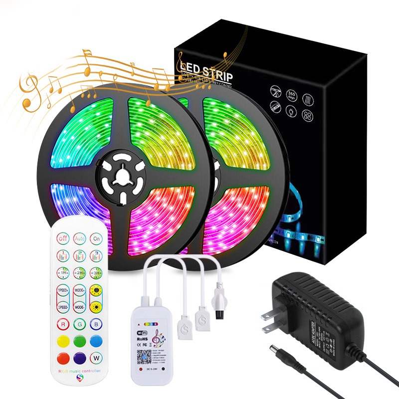 5m 10m 15m 12V RGB Strip Lights Music Sync Color Changing App Control Remote Led Lights for Bedroom Party Home Decoration
