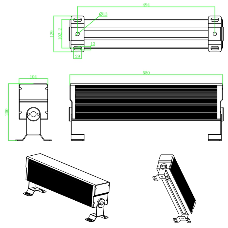 VAKESUN 100W DMX512 Water Wave Light IP65 100W Wall Washer DMX512 Dynamic Projection High End Ocean Bule Color